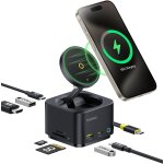 Station d'accueil magntique 7 en 1, 15w chargeur induction sans fil pliable, hub usb c avec 4k@60hz ...