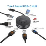 Station d'accueil ronde usb c 7 en 1, avec double port hdmi 4k, 100w pd gigabit ethernet, hub usb c 3. ...