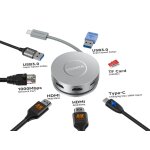 Station d'accueil ronde usb c 7 en 1, avec double port hdmi 4k, 100w pd gigabit ethernet, hub usb c 3. ...