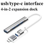 Station d'accueil usb 4 en 2, adaptée au convertisseur d'ordinateur de téléphone portable, interface ... Station d'accueil usb 4 en 2, adaptée au convertisseur d'ordinateur de téléphone portable, interface ...