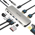 Station d'accueil usb c 12 en 1, double hdmi station d'accueil usb c, adaptateur multiport avec 4k dual ...