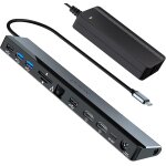 Station d'accueil usb c 2 moniteurs avec bloc d'alimentation 96 w, hub usb c 12 en 1 2 hdmi 4k @ 30hz, ...