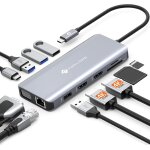 Station d'accueil usb c triple ecran 11 en 1 docking station usb c double hdmi 4k@60hz vga usbx4 gigabit ...