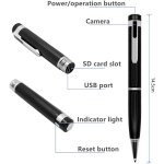 Stylo camra espion 1080p noir