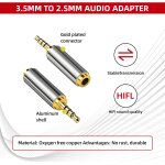 Subzonal - 2 pièces adaptateurs audio 3, 5 mm mâle vers 2, 5 mm femelle de qualité supérieure pour casque ... Subzonal - 2 pièces adaptateurs audio 3, 5 mm mâle vers 2, 5 mm femelle de qualité supérieure pour casque ...
