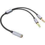 Subzonal - c�ble r�partiteur de son et microphones 3, 5 mm, adaptateur tress� femelle vers 2 m�les pour ...