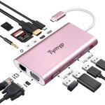 Subzonal - hub usb c, rpartiteur usb c avec 4 k hdmi, vga, 100 w pd, ethernet, sd / tf, audio 3, 5 mm, ...
