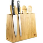 Subzonal - naturlik bloc couteaux magntique avec ensemble de 5 cuillres de cuisine - 2 en 1 : porte ...