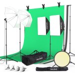 Subzonal - raleno kit photo studio set, 2. 6 m x 3 m systme de support de toile de fond x 3 couleurs, ...