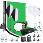 Subzonal - softbox kit studio photo coton vert 2, 6 m x 3 m systme de fond pour studio photo avec lampe ...