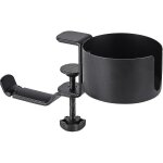 Support pour casque avec porte - gobelet ¿ alliage d'aluminium, rglable, clip de bureau, noir