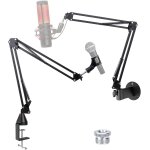 Support de microphone universel - bras de microphone avec pince robuste am�lior�e, support mural, perche ...