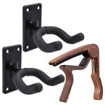 Support mural pour guitare electrique, 2 pièces, cintre noir avec capodastre pour guitare acoustique Support mural pour guitare electrique, 2 pièces, cintre noir avec capodastre pour guitare acoustique