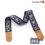 Support de sangle de guitare en cuir jacquard brod, serrure de scurit pour accessoires de guitare ...