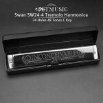 Sw24 - 4 trémolo harmonica 24 trous, 48 tons de clé c avec boîte noire Sw24 - 4 trémolo harmonica 24 trous, 48 tons de clé c avec boîte noire