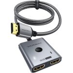 Switch hdmi 4k 60hz [avec cble tress fixe 1m, coquille en aluminium] bidirectionnel commutateur hdmi ...