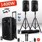 Syst�me actif amplifi� batterie 1400w port12 vhf sonorisation karaok� musiciens dj usb bluetooth mobile ...