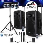 Systme actif batterie 1400w port12 vhf sono musiciens dj usb bluetooth mobile + x - performer portique ...