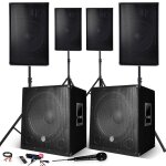 Syst�me sonorisation 4400w complet, 4 enceintes, 2 subwoofers usb / bluetooth cable pc + pieds, prestations, ...