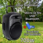 Syst�me de sonorisation portable autonome 12  - 700w usb / mp3 / bluetooth / vox + 2 microsvhf + cl� ...