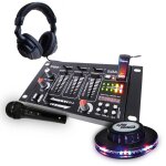 Table de mixage - ibiza sound - casque dj - micro noir - jeu de lumire effet ufo