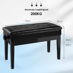 Tabouret piano r�glable en hauteur 2 personne 73x35x48 - 58cm, siege piano avec rangement, banc piano ...
