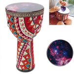 Tambour djembe africain en tissu color, 8 pouces, baril en pvc, peau de ciel etoil, pour enfants