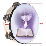 Tambourin a double rang�e avec clochettes x, instrument de percussion, portatif, pour eglise