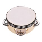 Tambourin a main en bois de 4 pouces avec tambour en polyester en m�tal a une rang�e de jingles