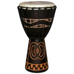 Tanga da50 - 7g - djemb� - noir sculpt� - 10  - acajou d'indon�sie - peau de ch�vre