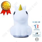 Td� veilleuse licorne tactile silicone, lampe chevet multicolore portable, d�coration chambre enfant ...