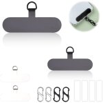 Tlphone cordon patch, 4 pices, argent et noir, mtal patch, design fin avec anneau mtal, tlphone ...