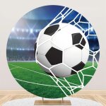 Terrain de football toile de fond 200cm football dans le jeu de filet de but sport fond rond couverture ...