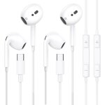 Tianyi - lot de 2 couteurs intra - auriculaires avec cble usb c pour iphone 16 et 15, avec microphone ...