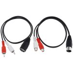 Tianyi - 2pcs din 5 broches vers 2 rca cble remplacement 5 broches din mle femelle vers 2 rca mle ...