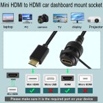 Tianyi - mini hdmi 4k vers hdmi fixation filete voiture cble tanche mini hdmi mle  hdmi 2. 0 femelle ...