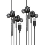 Tlp - lot de 2 couteurs intra - auriculaires usb c avec microphone, cble, oreillettes, typec, casque ...