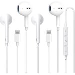 Tlp - lot de 2 iphone couteurs intra - auriculaires avec lightning cble, certifis mfi, compatibles ...