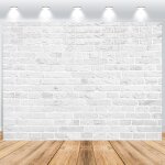 Toile de fond en mur de briques 2. 5x1. 8m, blanc gris brique mur vinyle rtro fond de photographie pour ...