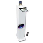 Tour de son blanche avec lecteur cd, bluetooth, fm et usb, 60w , tlcommande, jeu de lumire ovni led ...