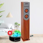 Tour de son finition 100w bois avec lecteur cd, bluetooth, fm et usb, tlcommande, boule led, colonne ...
