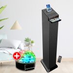 Tour de son hifi 60w noire avec lecteur cd, bluetooth, fm et usb, tlcommande, jeu de lumire boule ...