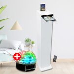 Tour de son hifi blanche avec lecteur cd, bluetooth, radio fm usb, 60w, tlco, jeu de lumire boule ...