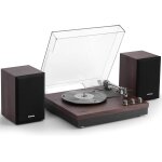 Tourne - disque a 3 vitesses avec deux haut - parleurs externes de 15 w, entre bluetooth, entre auxiliaire, ...