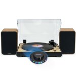 Tourne disque pr� - amplifi� thomson tt300 finition bois / noir - 33 / 45 tours, bras auto enceintes ...