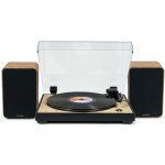 Tourne disque pr - amplifi thomson tt300 finition bois / noir - 33 / 45 tours, lecture et retour du ...