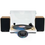 Tourne disque pr� - amplifi� thomson tt301 finition bois / blanc - 33 / 45 tours, bras auto enceintes ...