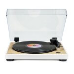 Tourne disque pr� - amplifi� thomson tt301 finition bois / blanc 33 / 45 tours, retour du bras auto. ...