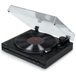 Tourne disque pr� - amplifi� thomson tt350 noir 33 / 45 tours, lecture et retour du bras automatique, ...