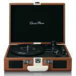 Tourne - disque avec reception bluetooth et haut - parleurs integres et batterie rechargeable marron ... Tourne - disque avec reception bluetooth et haut - parleurs integres et batterie rechargeable marron ...